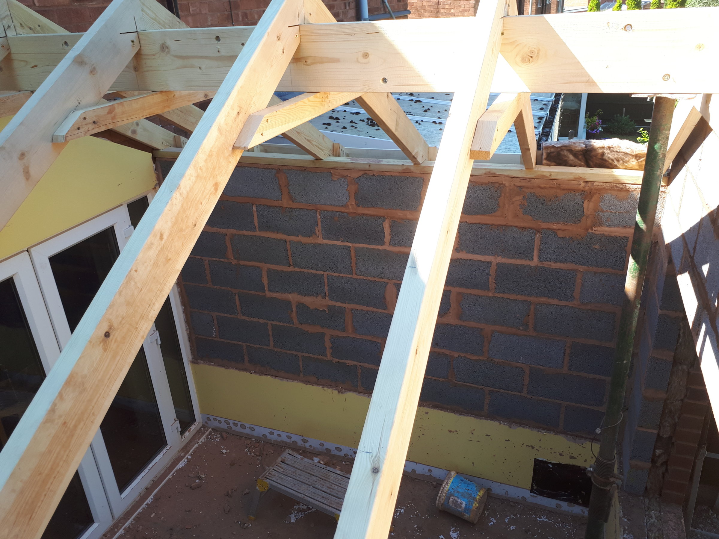 right angled triangle roof in terrace house, converting to 'vaulted