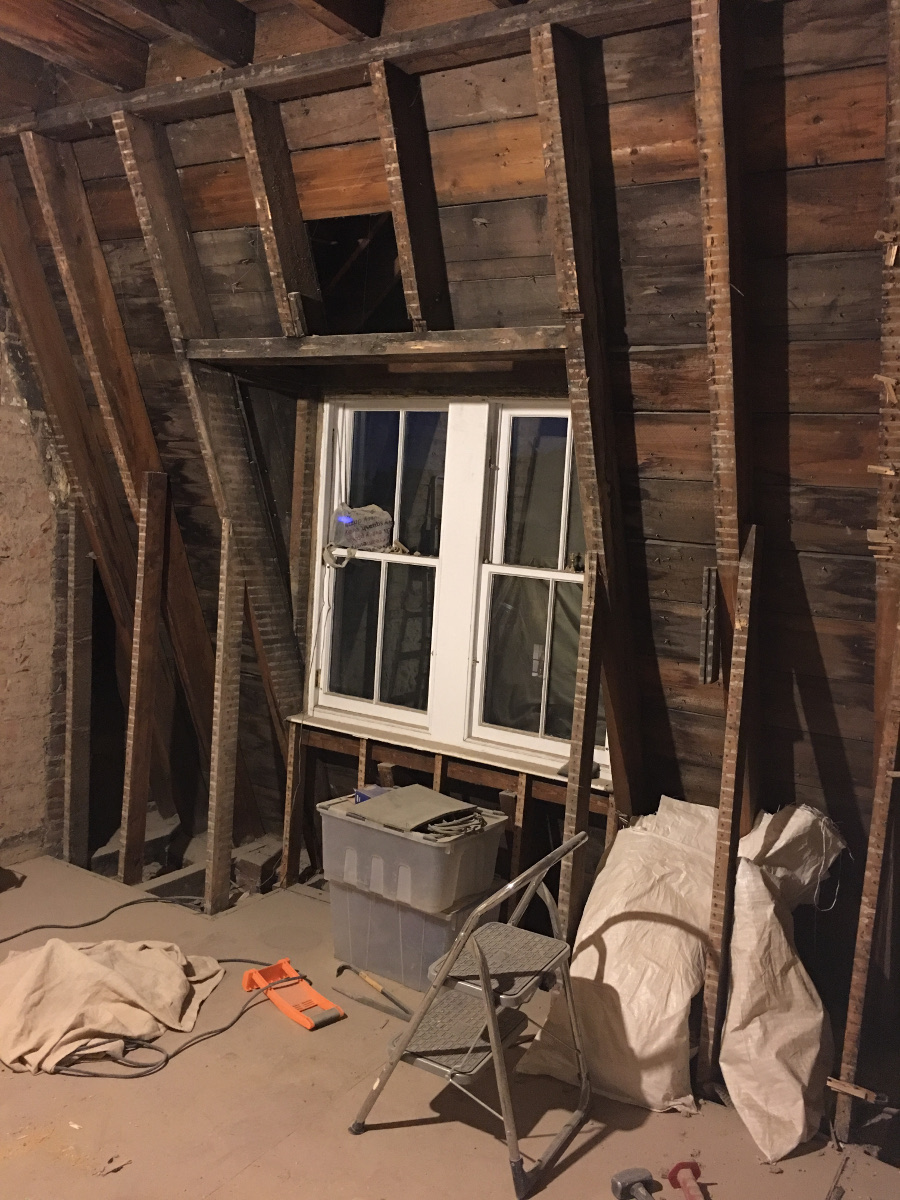 Coom ceiling after lathe-and-plaster removal