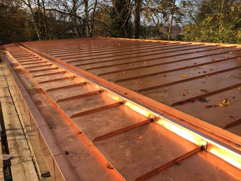 Copper standing seam