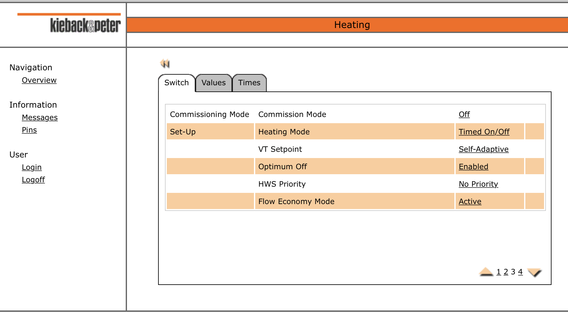 DDC420 heating mode settings