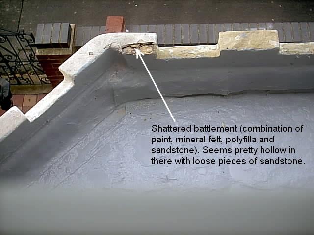 Deck and inside of parapet