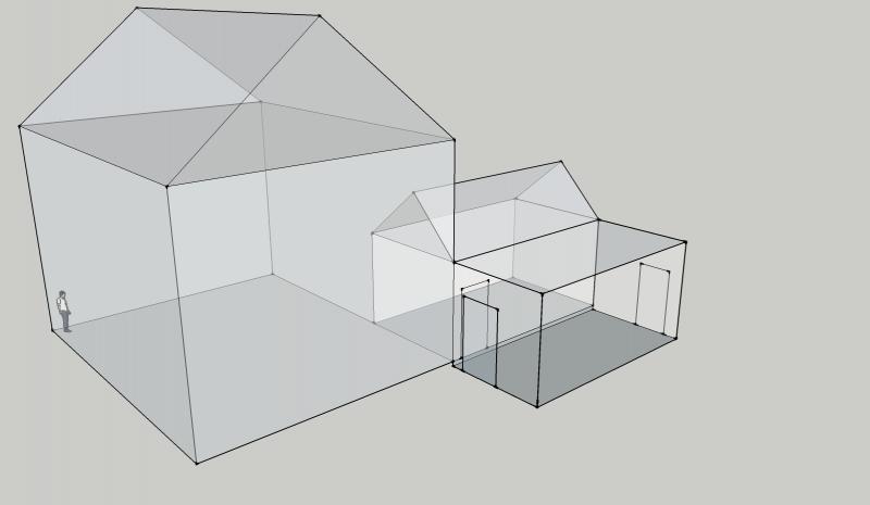 existing kitchen extension and attached garage