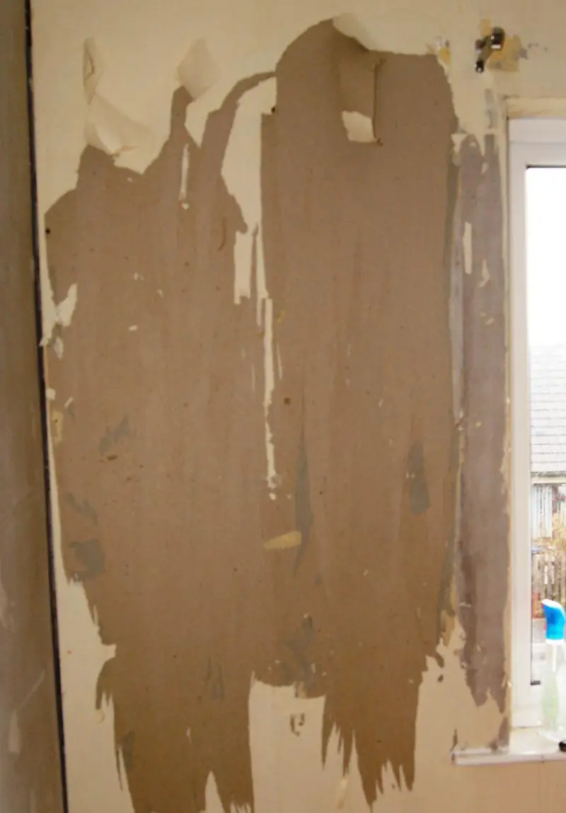 Exposed drywall