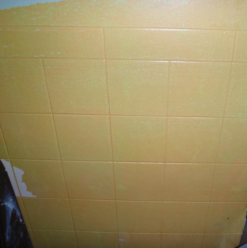 fake tile etched in wall