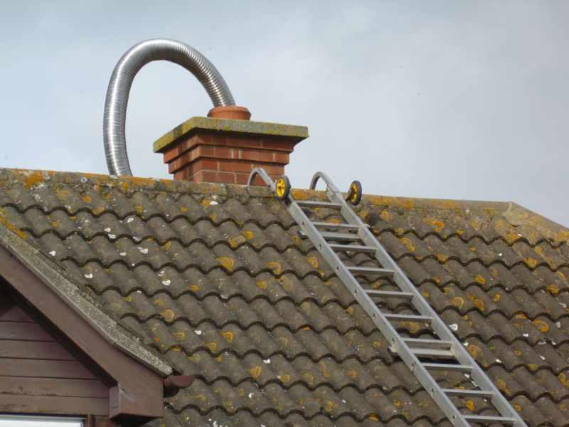 Flue liner going in.