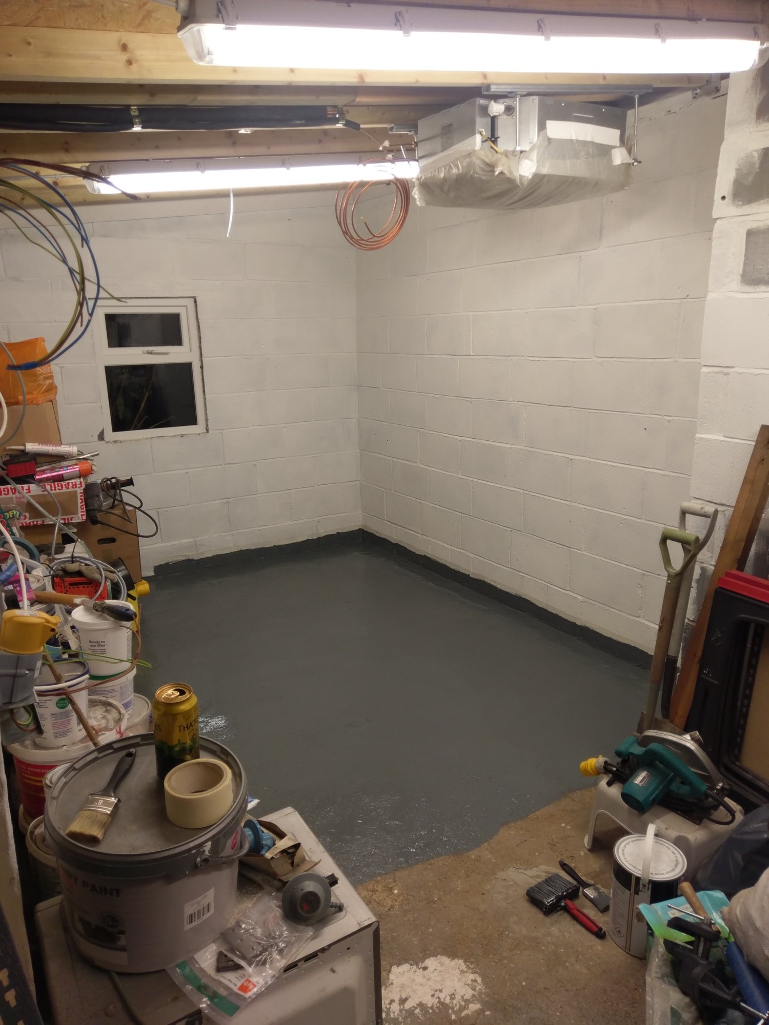 Half the floor painted