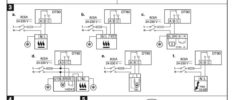 Honeywell DT90e Wiring Diagram from Manual