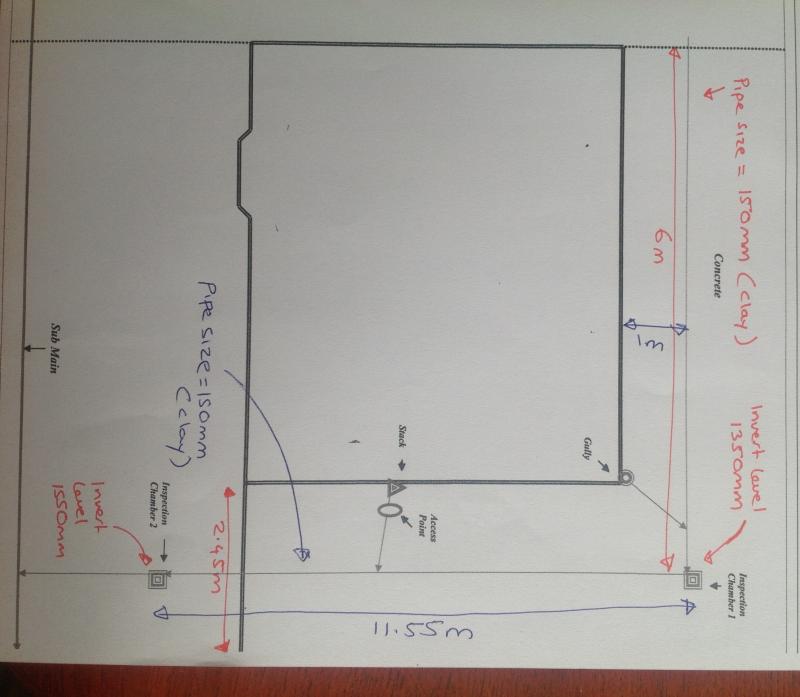 House plan with sewers mapped