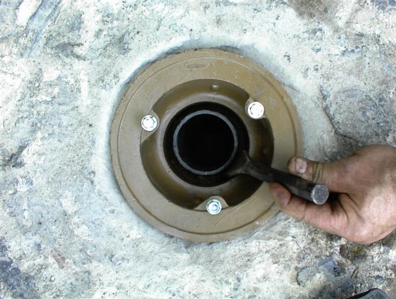 inside caulk CI drain