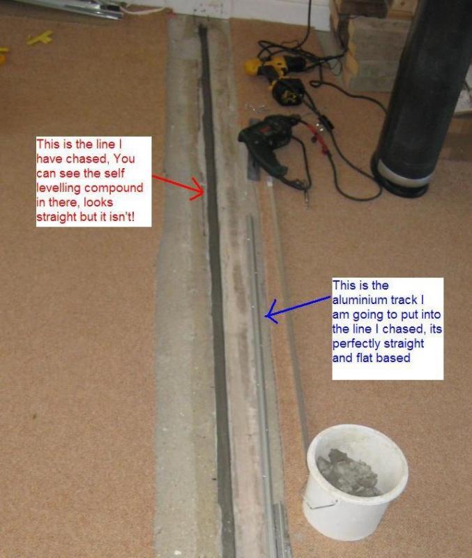 Line chased in floor