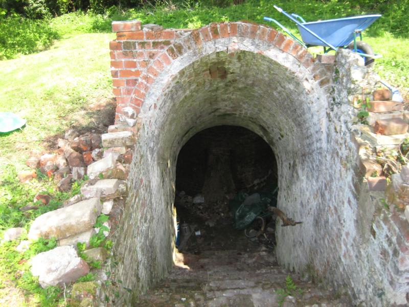 Looking down kiln entrace