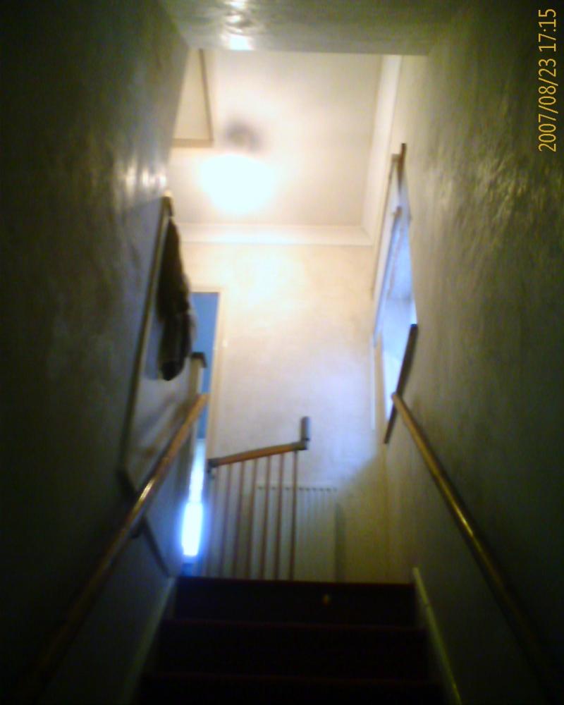 looking up the stairs