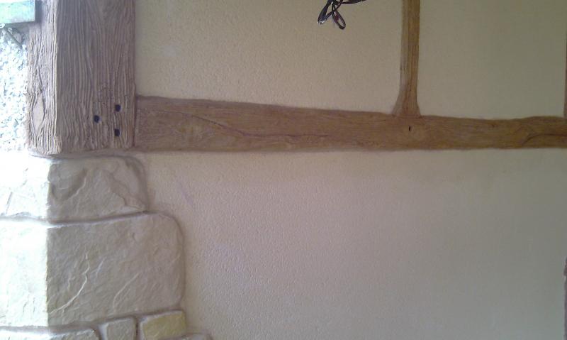 Mono, stone, oak beam effects