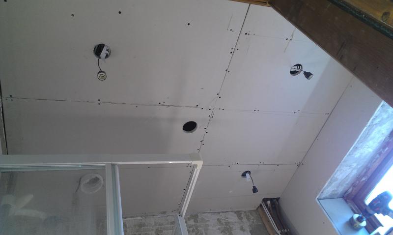 New MF ceiling fitted & holes for lights made