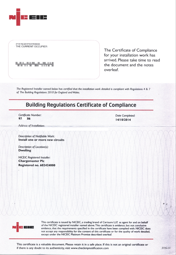 NIC Certificate of Compliance