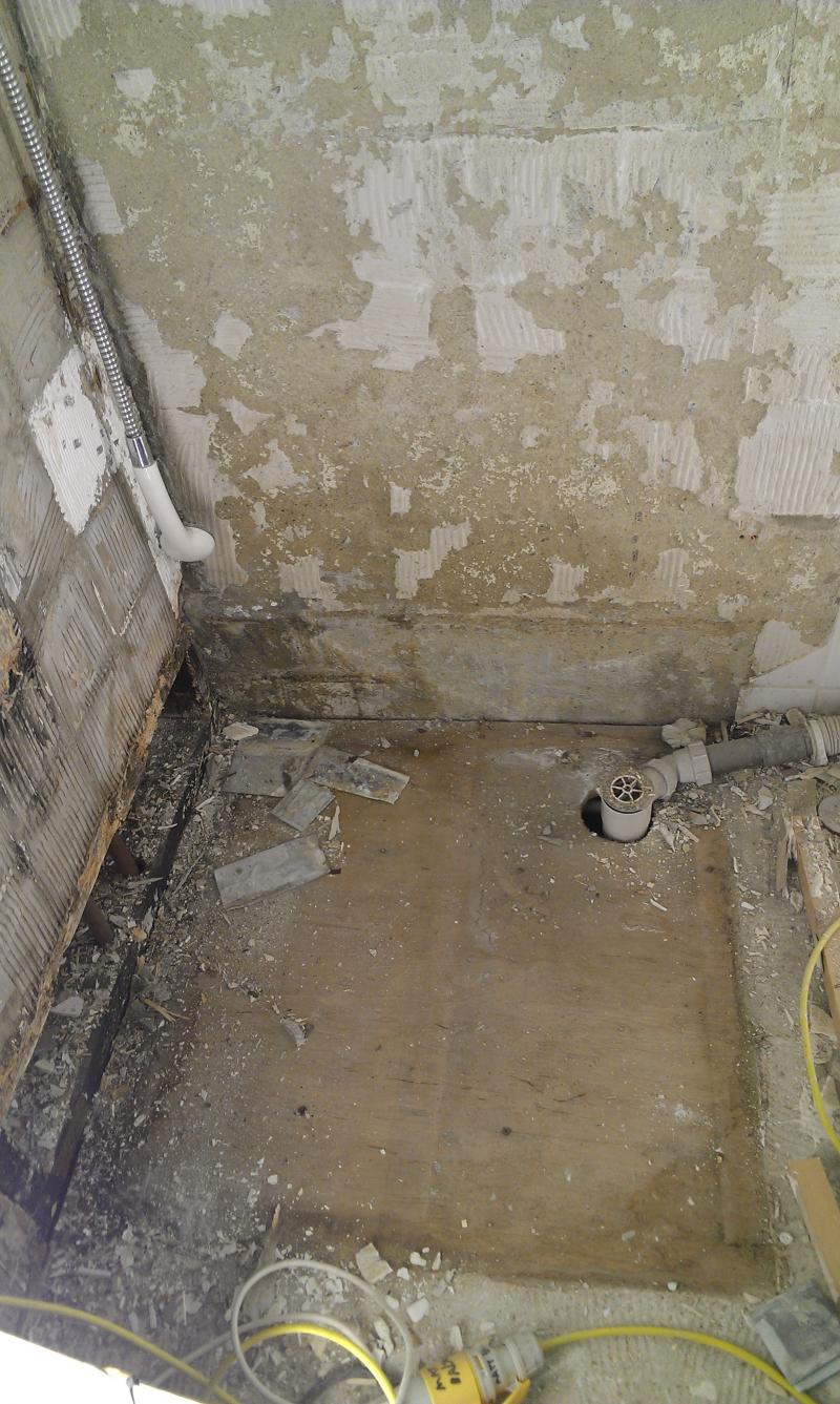 Old shower base removed
