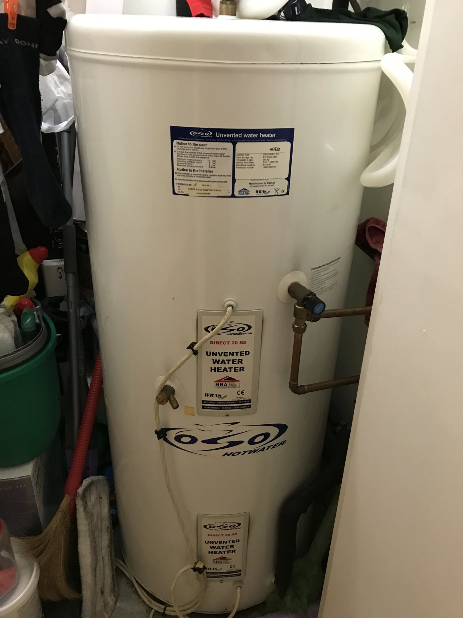 OSO unvented water heater