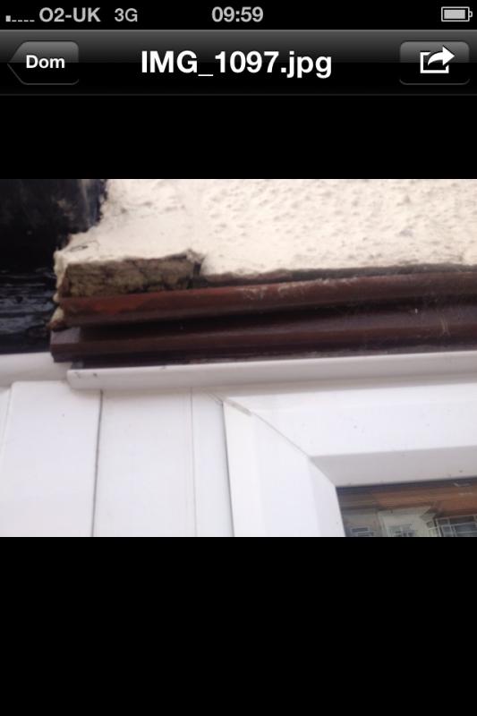 Outside wall where damp is coming in