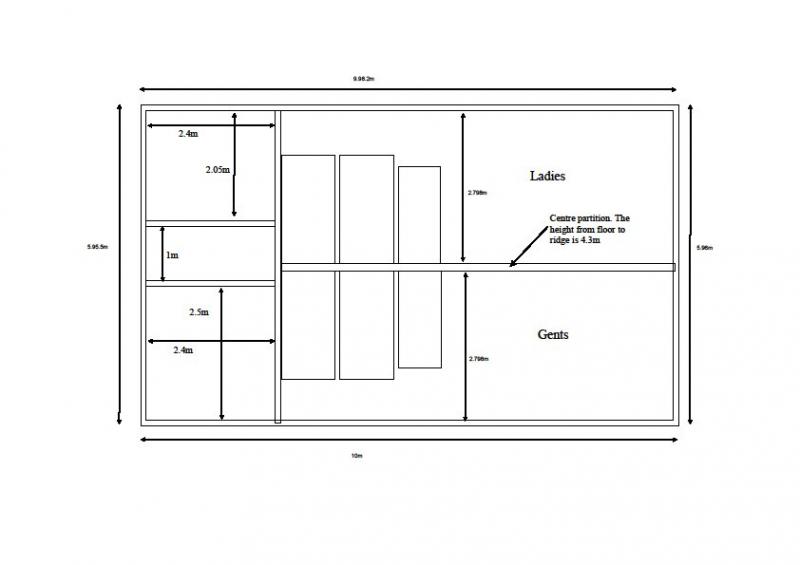 plan view of building showing gents & ladies