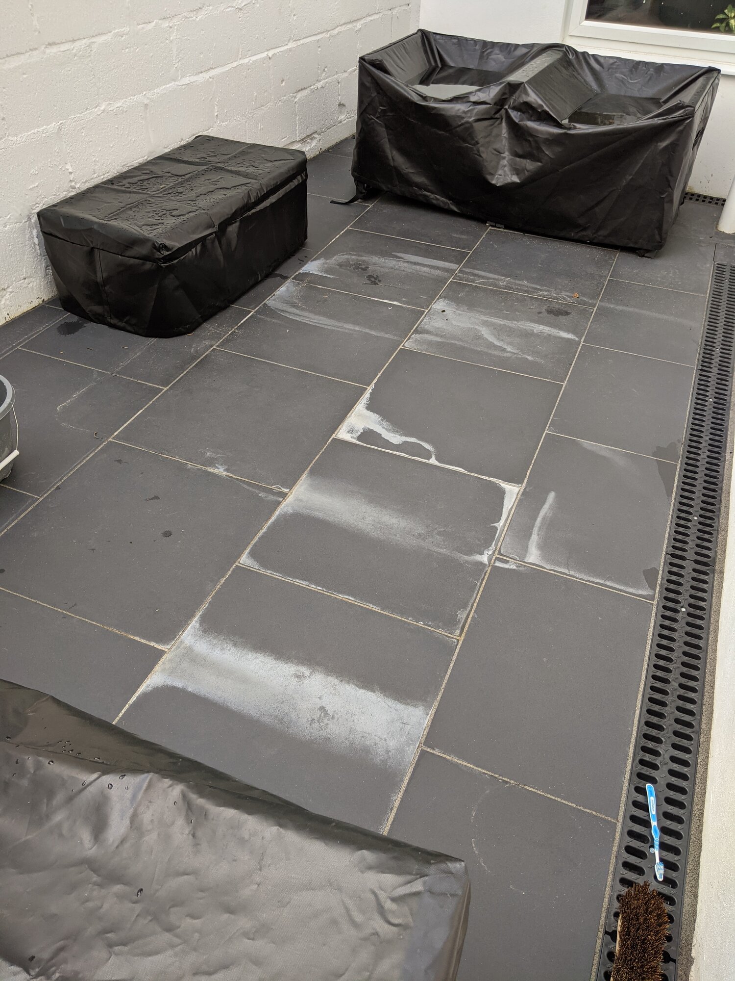 White marks on new porcelain patio DIYnot Forums