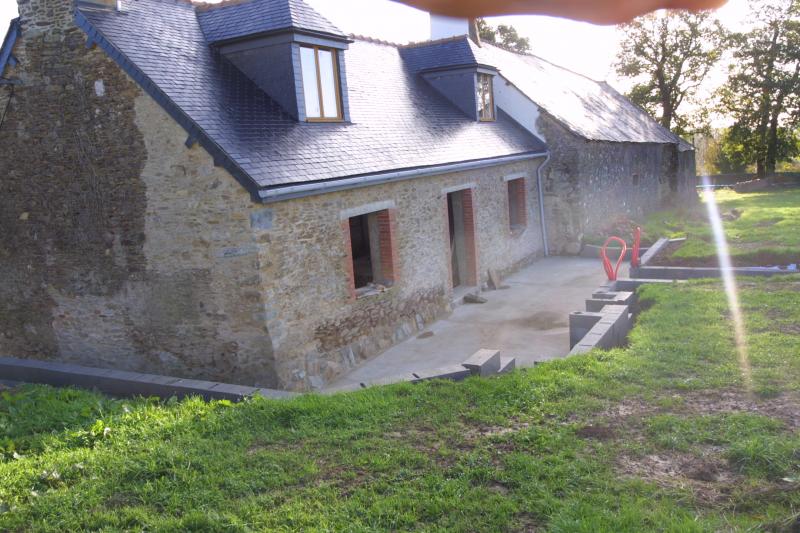 Retaining wall mostly completed