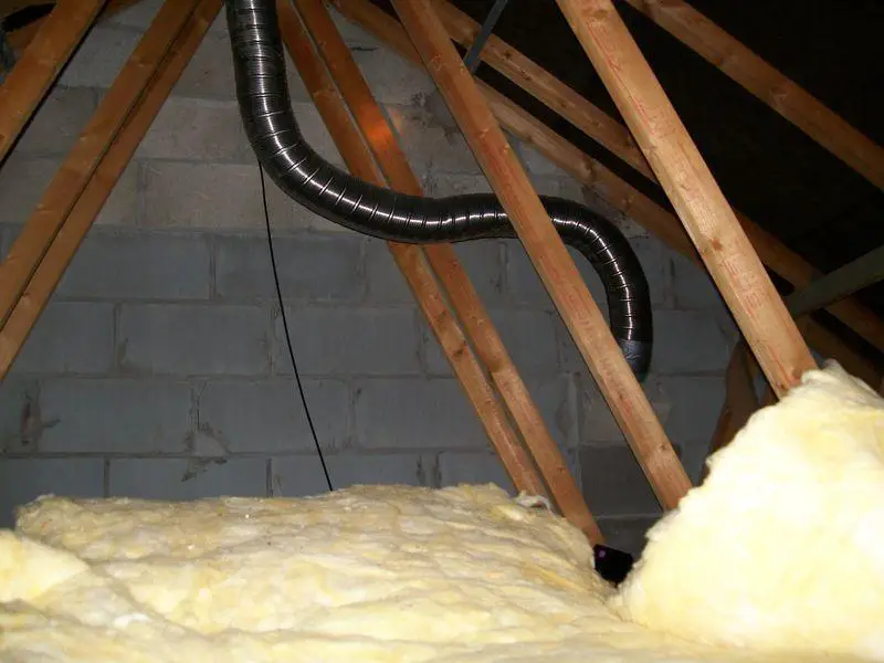 Single flue in attic of house