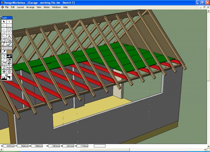 Sketch showing joists + flooring
