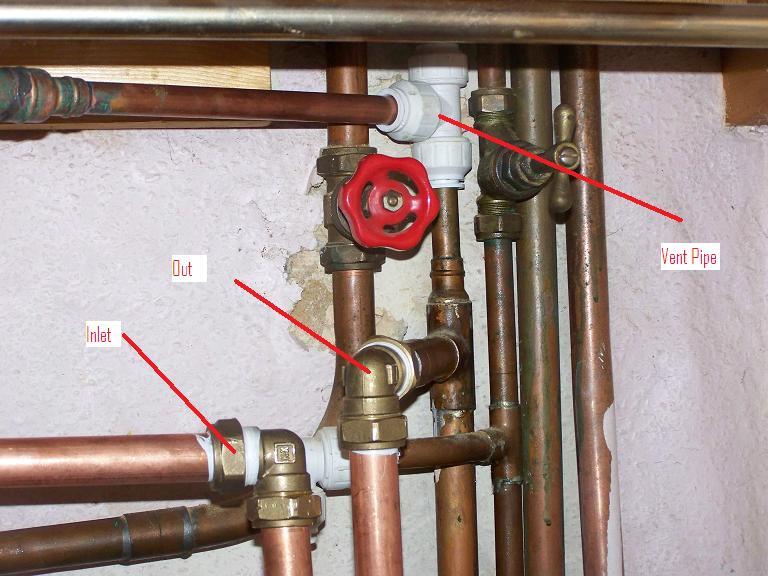 Tee into the vent and hot supply