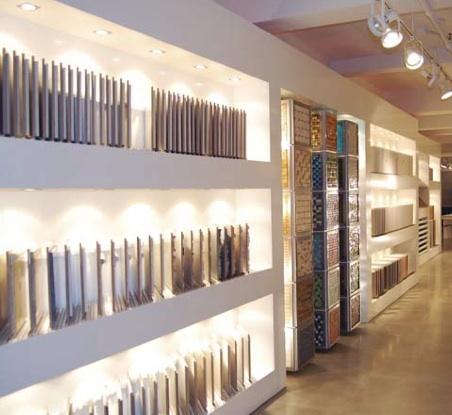 Tile shelving with metal channels