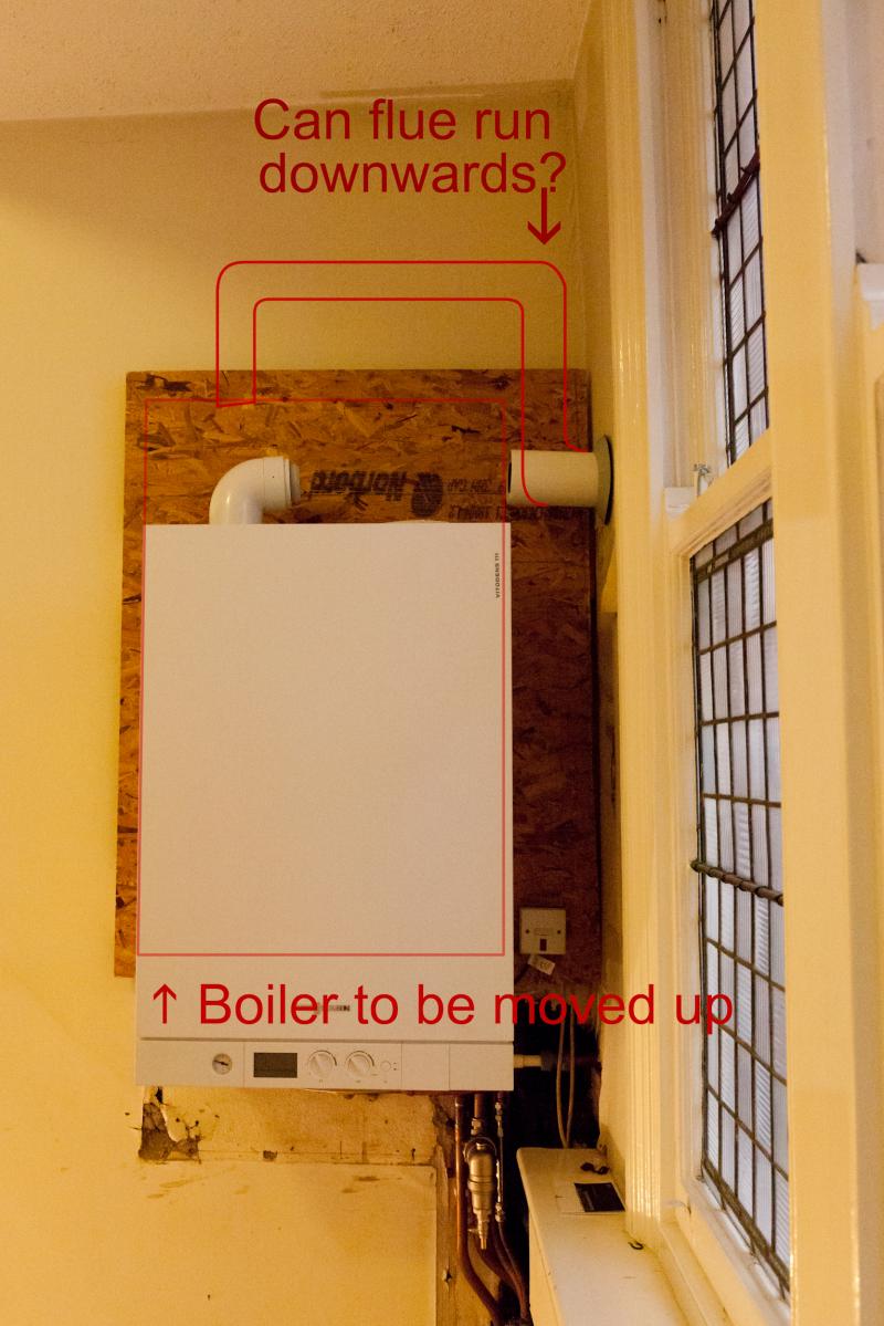 Can a boiler flue have 2 90o bends & run downwards? DIYnot Forums