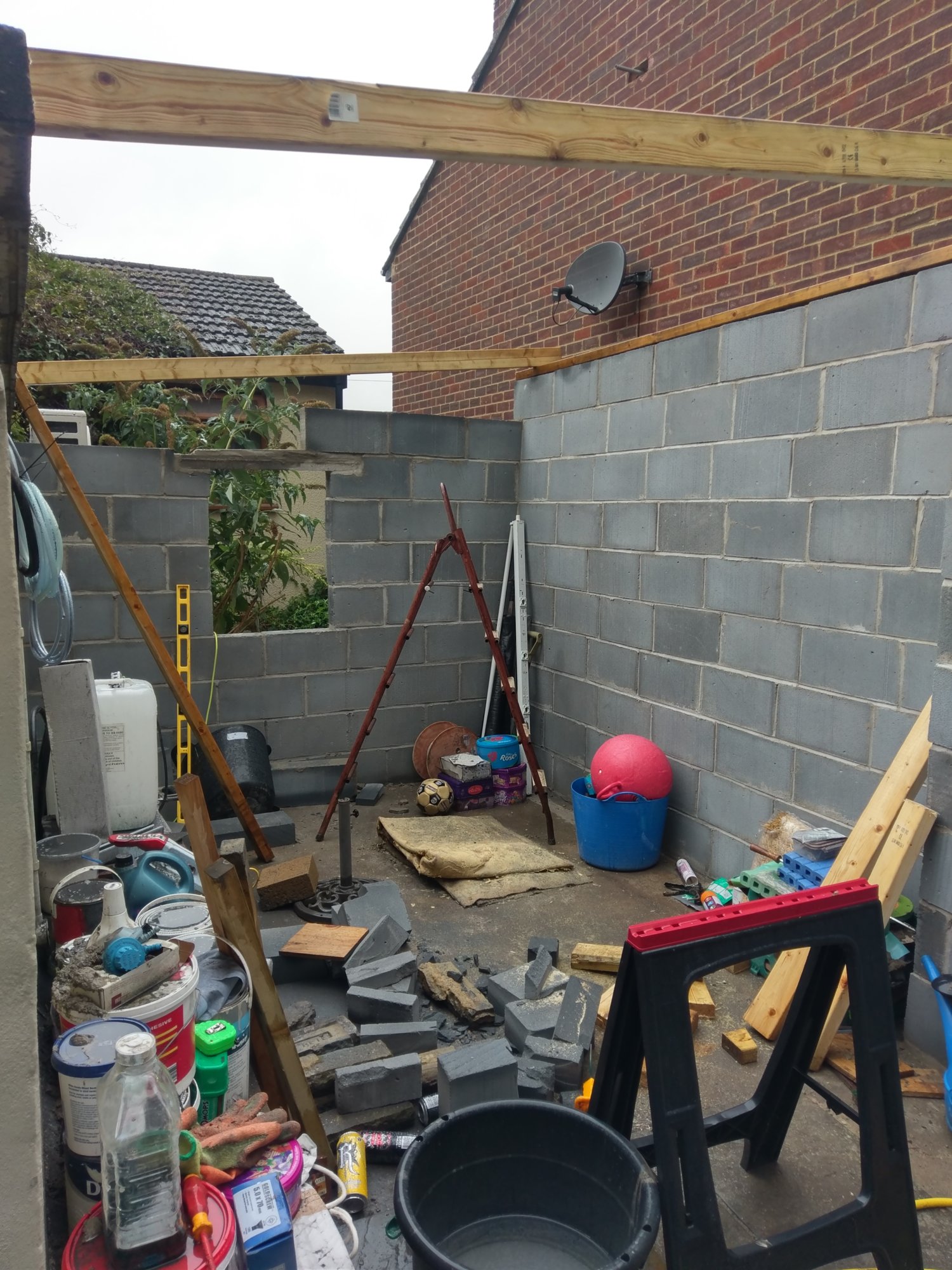 Walls up starting roof