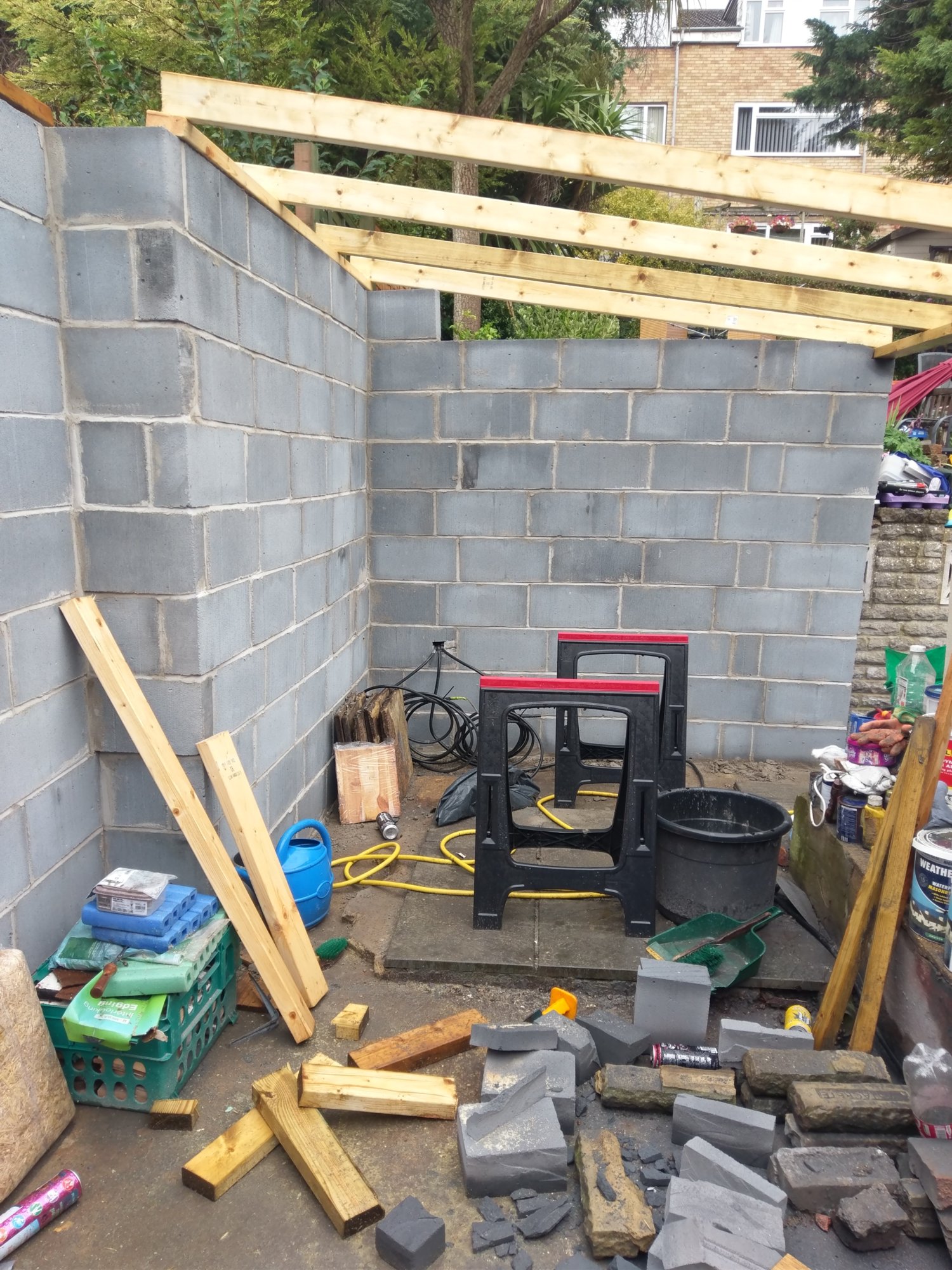 Walls up starting roof