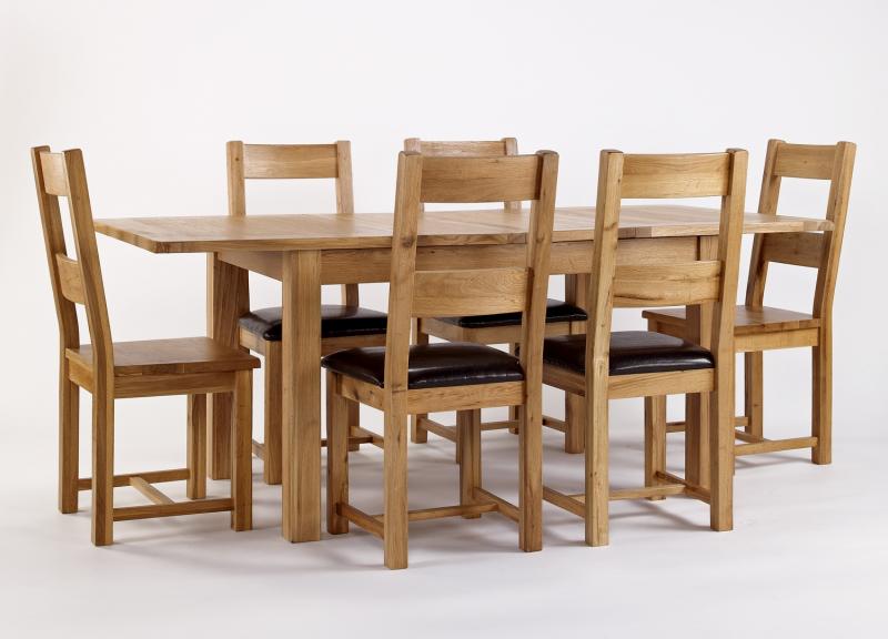 Westbury Reclaimed Oak 6 Leather Seat Extending Di