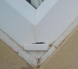 Window frame with hole