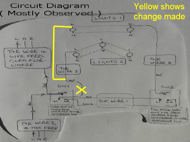 Yellow shows changes to produce ordinary 2-way swi